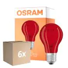 Multipack 6x Osram LED Star Classic Decor E27 Pera Filamento Ghiaccio 2.5W 45lm - Rosso | Sostitutiva 7W