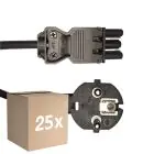 Multipack 25x Noxion GST - Compatibile Cavo di alimentazione Nero - Femmina + Schuko Europlug - 2m - 3 pole 0.75mm2