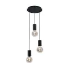 Eglo Luce Pendente Pozueta Acciaio Nero | IP20 - Adatto per 3x E27 